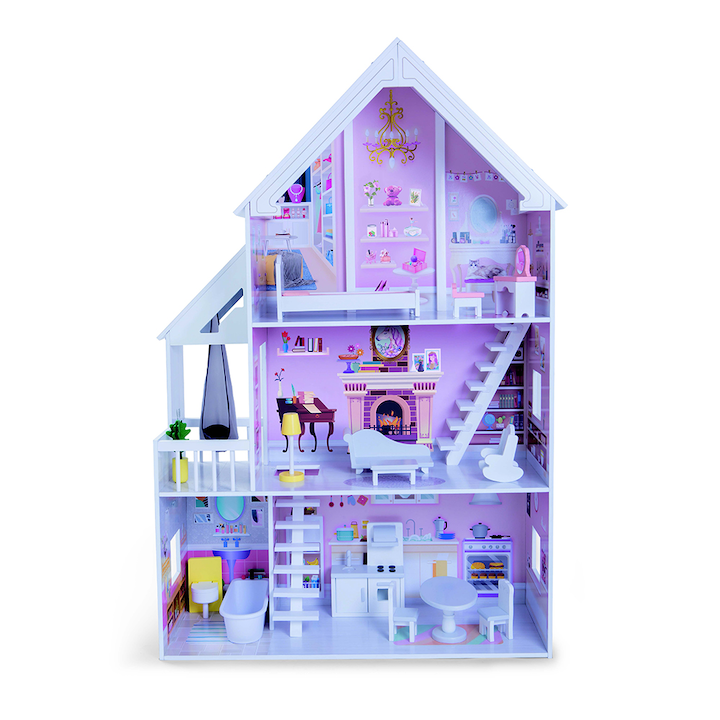 Дървена къща за кукли с обзавеждане Moni Toys, Cinderella, многоцветен
