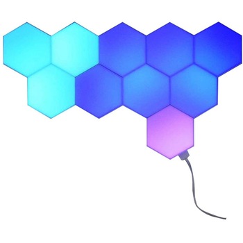 Lampa modulara de perete cu aprindere prin atingere sau telecomanda si 13 culori diferite,reglare a intensitatii de lumina LED, 10 hexagoane Lampa modulara de perete cu aprindere prin atingere sau telecomanda si 13 culori diferite,reglare a intensitatii de lumina LED, 10 hexagoane