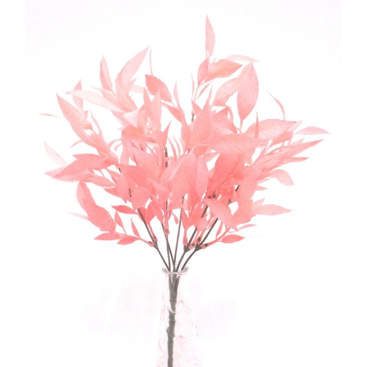 Buxus bokor flokkolt levelekkel, 36 cm, műanyag, rózsaszín