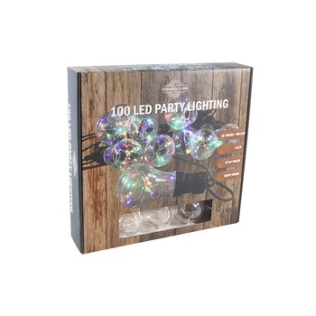 Ghirlanda luminoasa decorativa tip 10 becuri glob cu 100 leduri, multicolor, 4.5 metri lungime, pentru interior sau exterior Ghirlanda luminoasa decorativa tip 10 becuri glob cu 100 leduri, multicolor, 4.5 metri lungime, pentru interior sau exterior