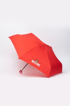 Moschino, Umbrela telescopica cu logo Shadow Bear, Rosu Moschino, Umbrela telescopica cu logo Shadow Bear, Rosu