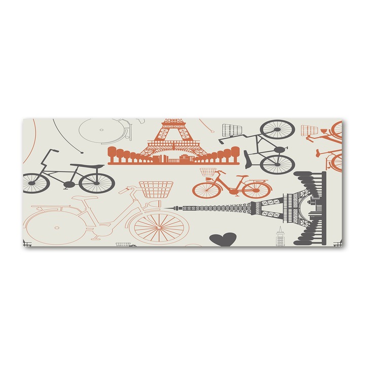 Panou de bucatarie, din sticla, 125x50 cm "Simbolurile Frantei”