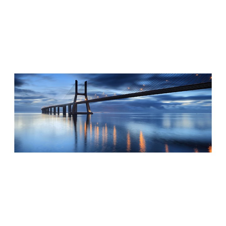 Panou de bucatarie, din sticla, 125x50 cm "Pod iluminat”