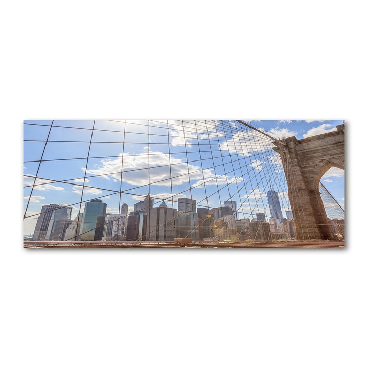 Panou de bucatarie, din sticla, 125x50 cm "Podul New York-ului”