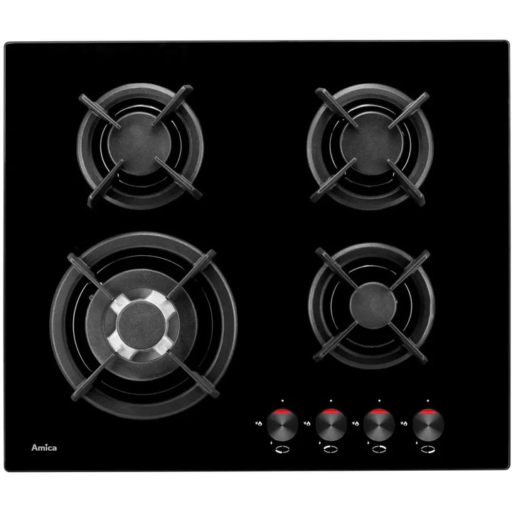 Plită electrică, 4 arzătoare, Design incorporat, Oțel inoxidabil, Argintiu / Negru