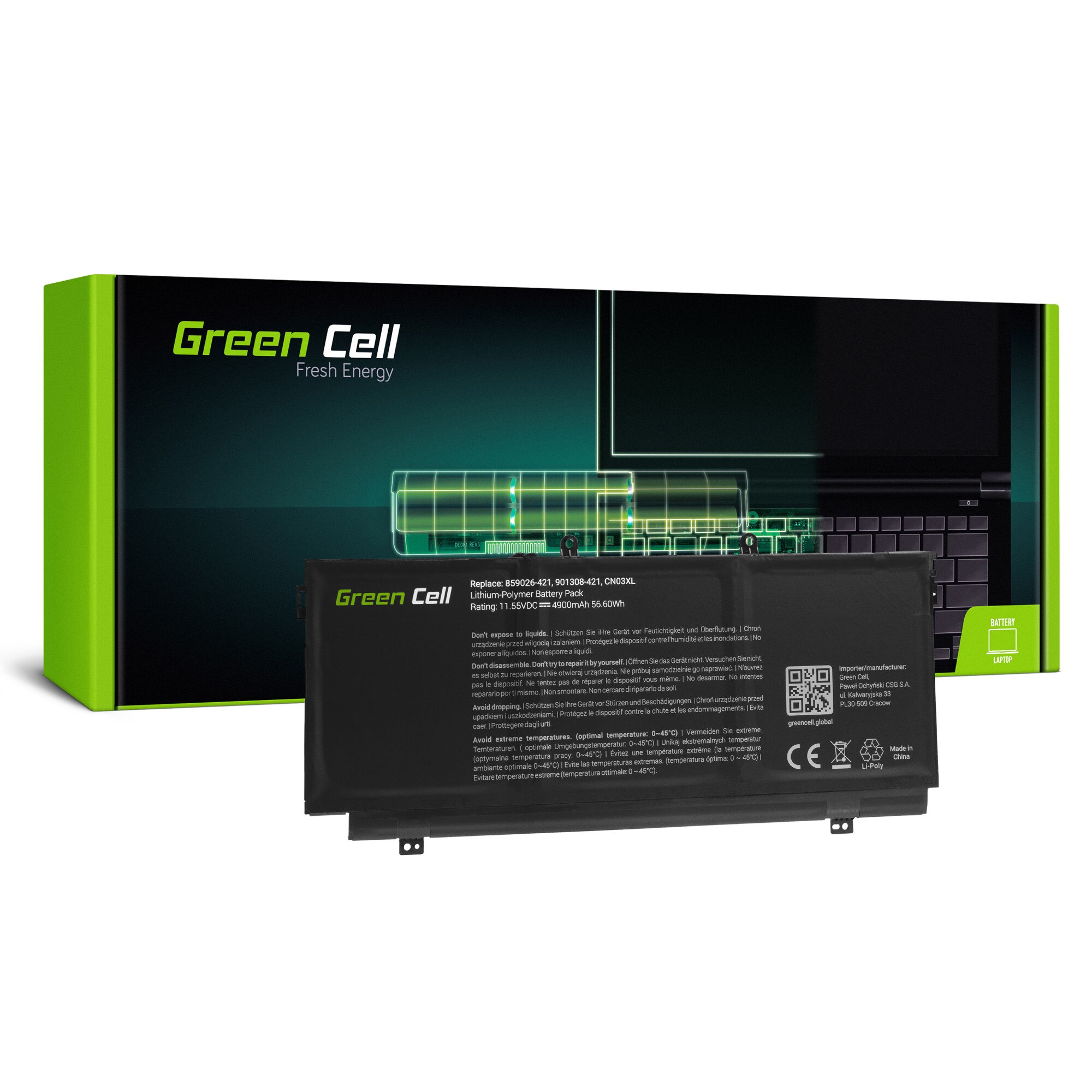 Baterie laptop CN03XL HSTNN-LB7L pentru HP Envy 13-AB 13-AB000NW 13-AB003NW 13-AB005NW acumulator marca Green Cell