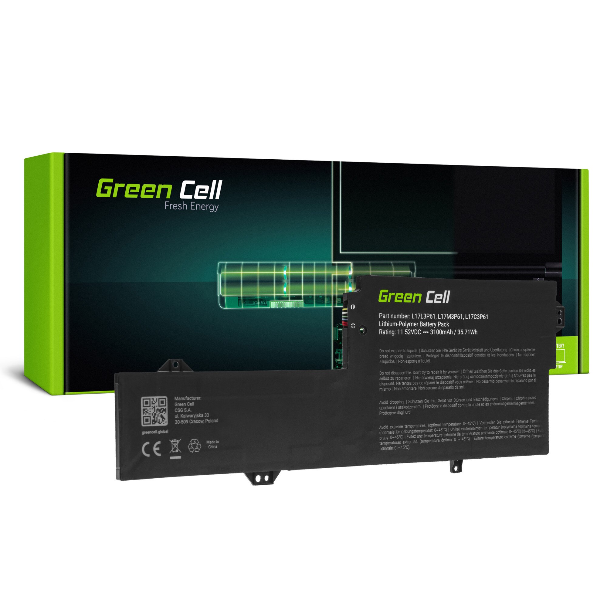 Baterie laptop L17C3P61 L17L3P61 L17M3P61 pentru Lenovo Flex 6 11 6-11IGM, IdeaPad 320s-13IKB, Yoga 330-11IGM 720-12IKB acumulator marca Green Cell