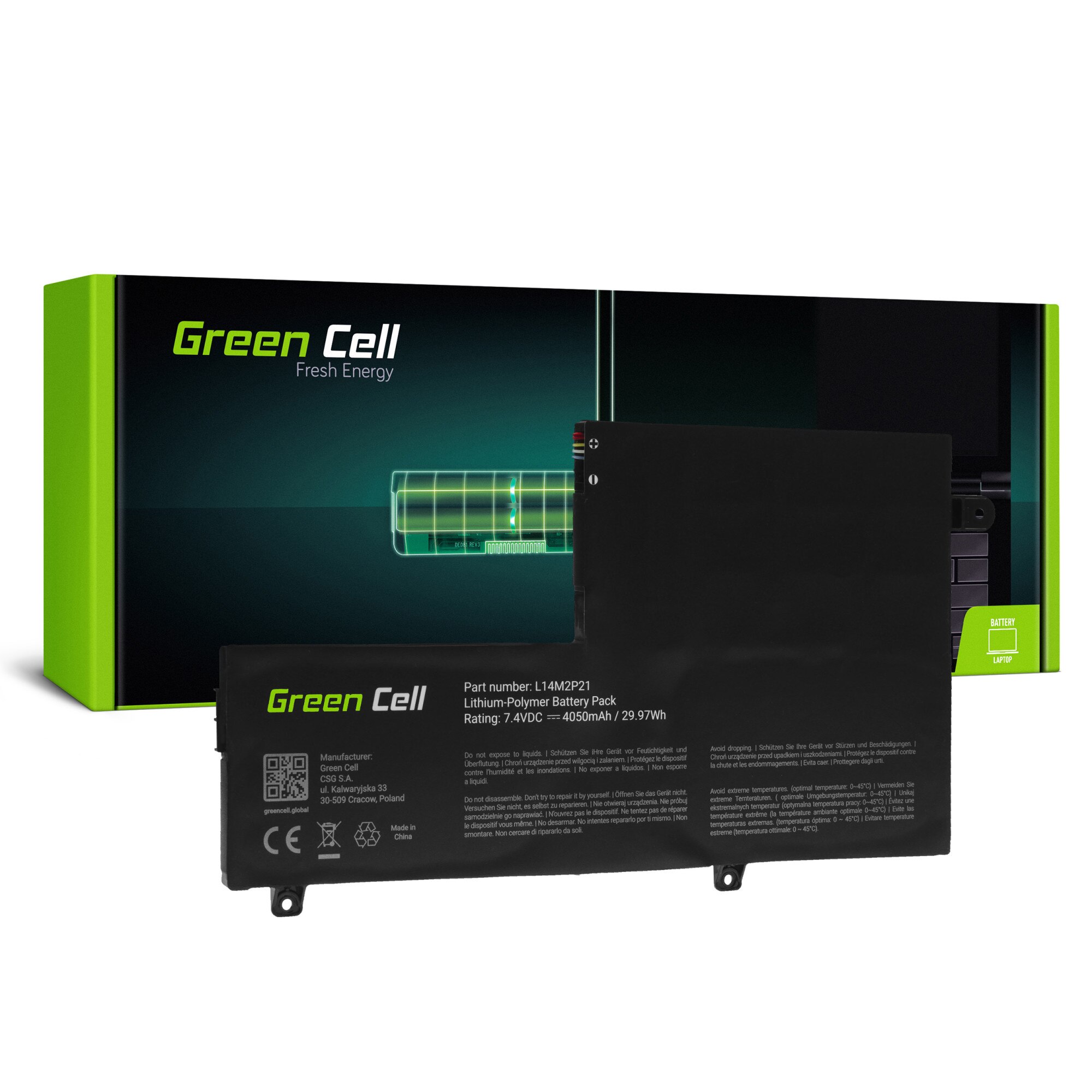 Baterie laptop L14L2P21 L14M2P21 pentru Lenovo Yoga 500-14 500-14IBD 500-14ISK 500-15 500-15IBD 500-15ISK acumulator marca Green Cell