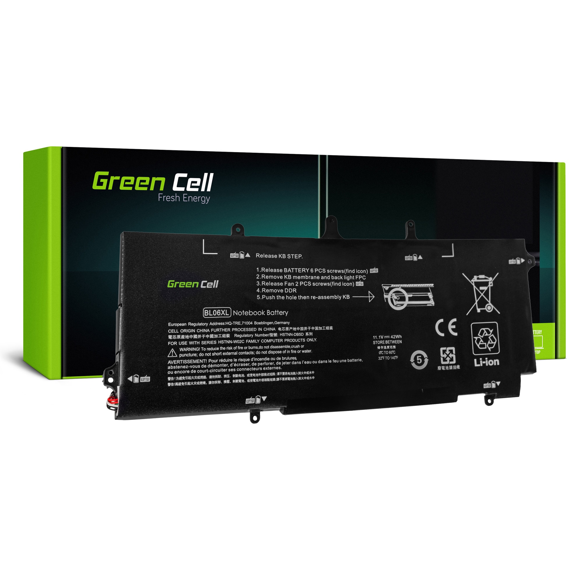 Baterie laptop BL06XL HSTNN-DB5D pentru HP EliteBook Folio 1040 G1 G2 acumulator marca Green Cell