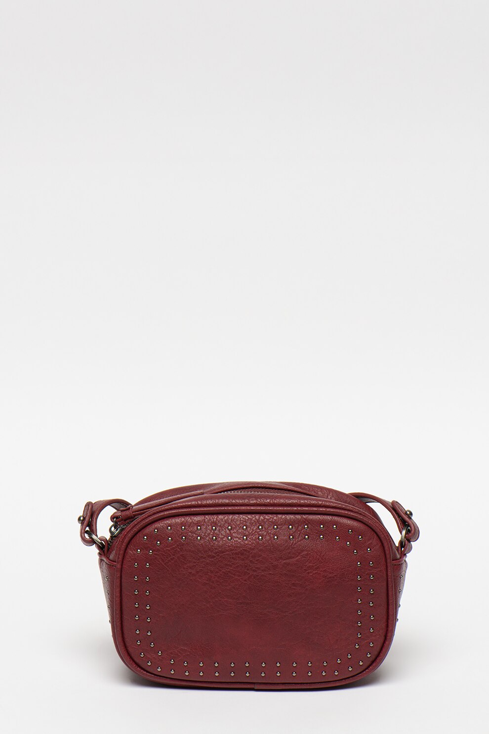 Pepe Jeans London, Geanta crossbody de piele ecologica, cu nituri Angela, Rosu Bordeaux