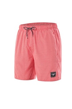 Pantaloni scurti de baie pentru barbati, Speedo, Model dungi, Rosu/Alb, L Pantaloni scurti de baie pentru barbati, Speedo, Model dungi, Rosu/Alb, L