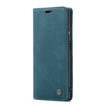 Husa Huawei P40 Lite, CaseMe, slim piele, tip portofel, stand, inchidere magnetica, textura catifelata, Albastru