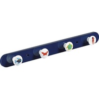 Cuier prindere perete, design vesel pentru copii, albastru, 4 agatatori