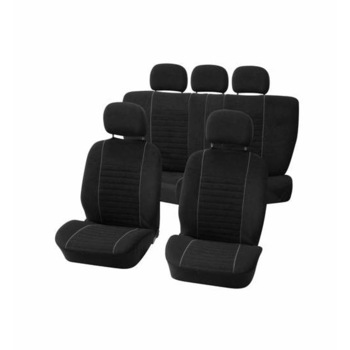 Huse scaune auto , gri cu negru , 9 bucati , din poliester cu 3 mm de spuma Huse scaune auto , gri cu negru , 9 bucati , din poliester cu 3 mm de spuma