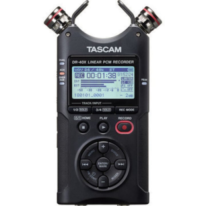 Преносим рекордер, Tascam DR-40X, с 4 канала и вграден USB аудио интерфейс