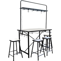 masa dreptunghiluara cu 4 scaune metal si mdf masa de bar terasa gradina cu accesorii barsuport pahare sid maro  negru imagen 11_0_
0