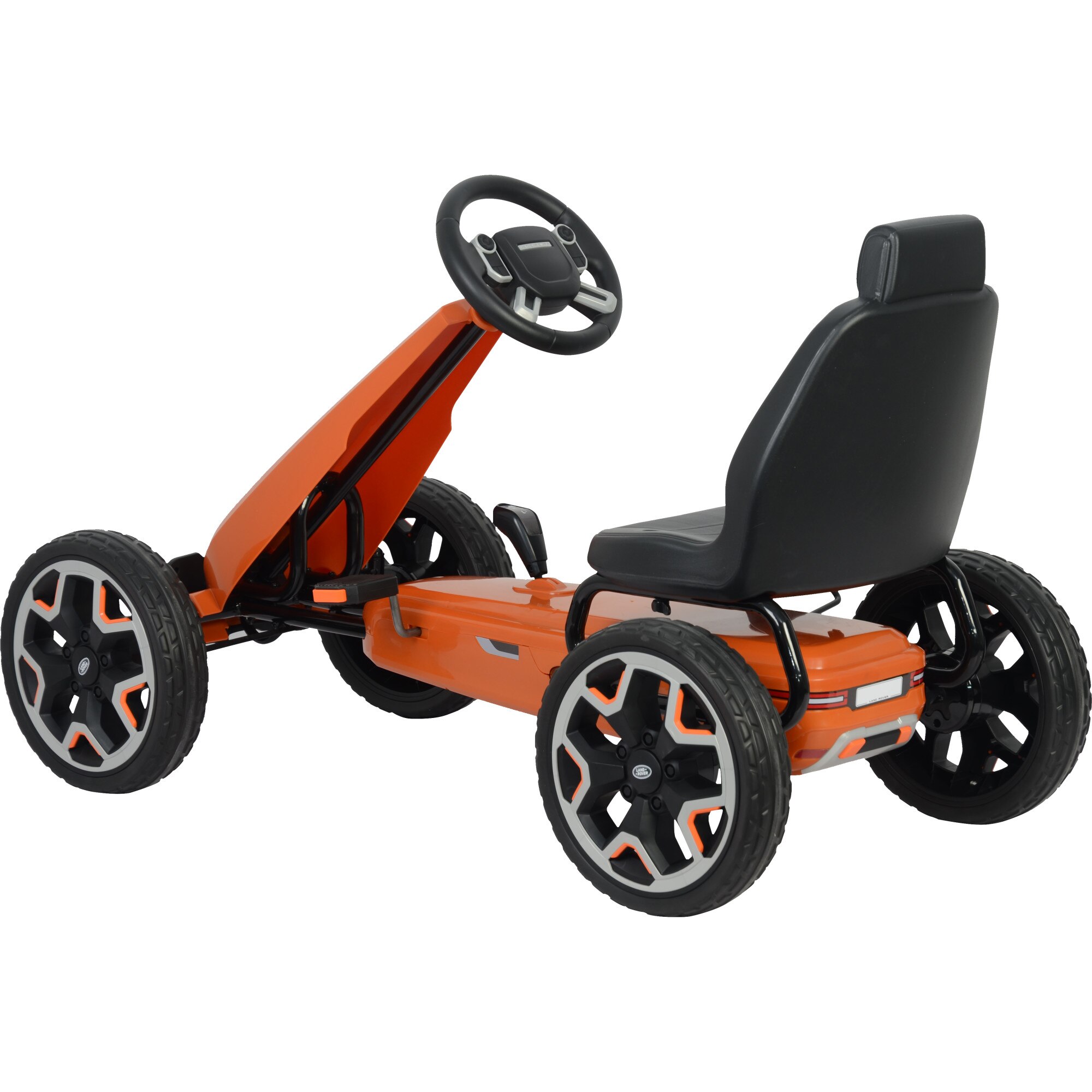 Kart Land Rover cu pedale pentru copii, roti cauciuc Eva, portocaliu ...