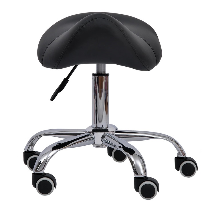 Scaun cosmetica HomCom, Inaltime reglabila, Negru