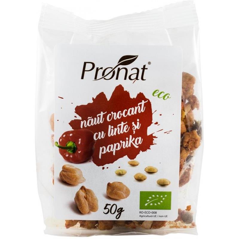 Naut Crocant cu Paprika Afumata si Linte Bio 50 grame Pronat