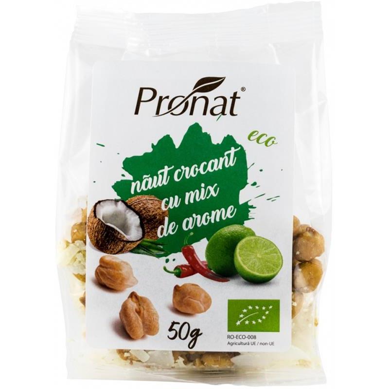 Naut Crocant cu Mix de Arome Chili, Lime, Cocos Bio 50 grame Pronat