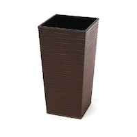 ghiveci decorativ structurat patrat inalt 30x30x57cm insert detasabil 15l maro mat imagen 6_0_
0