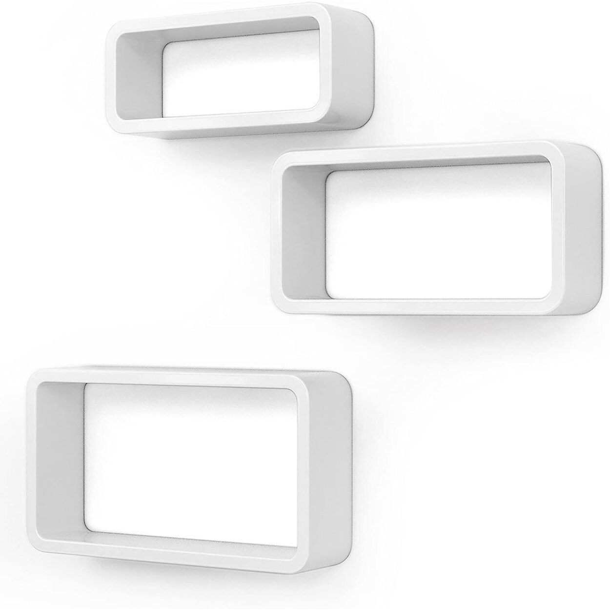 Set 3 rafturi dreptunghiulare 40/35/30x20x10 cm Arly MDF Alb