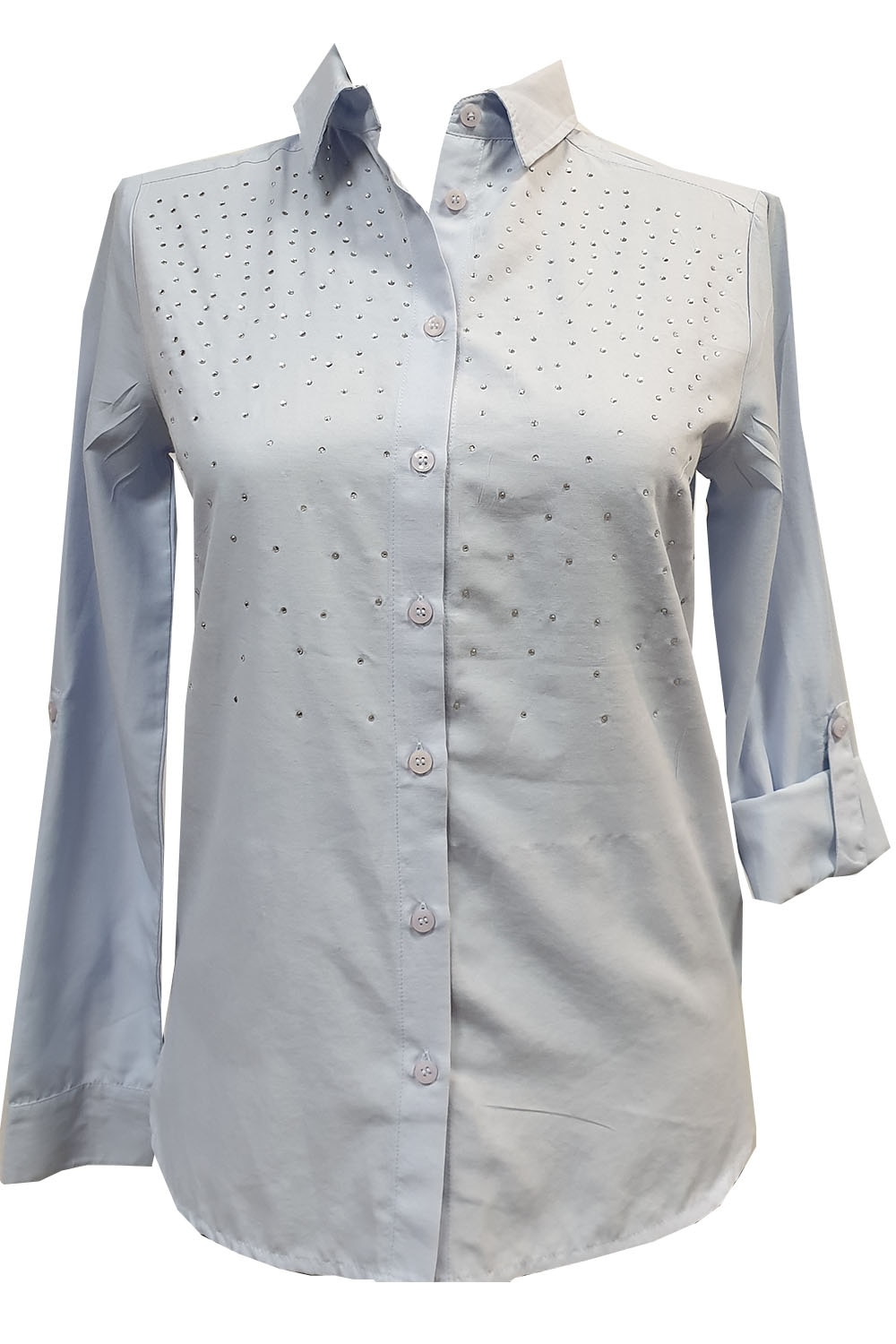 Camasa Tally Weijl,bleu cu pietricele aplicate,2XS