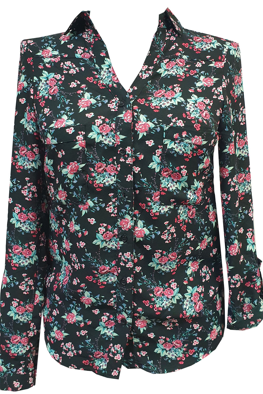 Camasa Tally Weijl,negru cu imprimeu floral