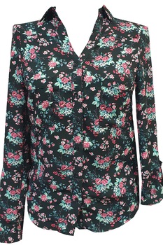 Camasa Tally Weijl,negru cu imprimeu floral Camasa Tally Weijl,negru cu imprimeu floral