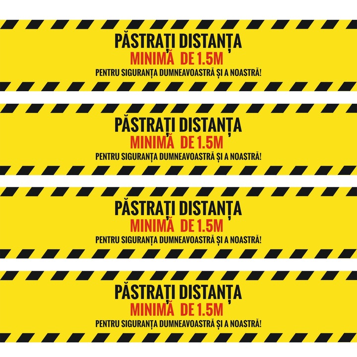 Set 4 stickere podea, Pastreaza distanta, 800x200 mm