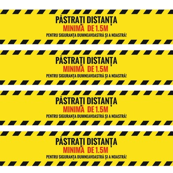 Set 4 stickere podea, Pastreaza distanta, 800x200 mm Set 4 stickere podea, Pastreaza distanta, 800x200 mm
