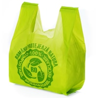 Sacose verzi, biodegradabile, tip maieu, set de 100 de bucati