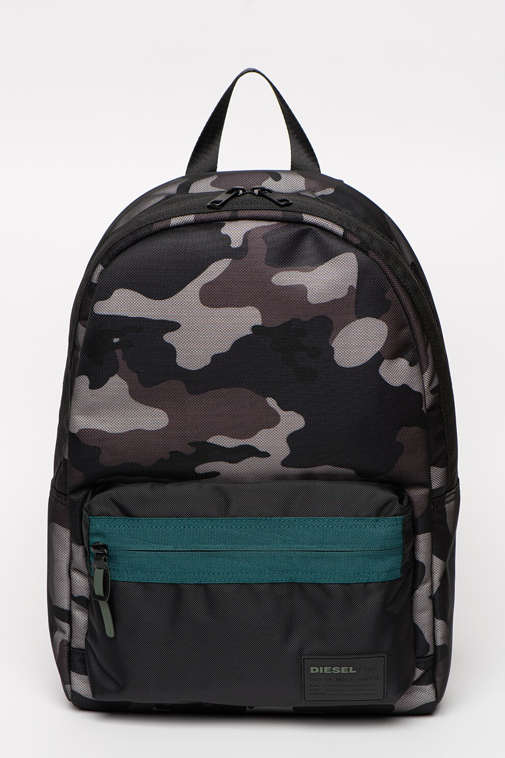 Diesel, Rucsac cu imprimeu si compartiment pentru laptop, Gri/Verde persan/Negru