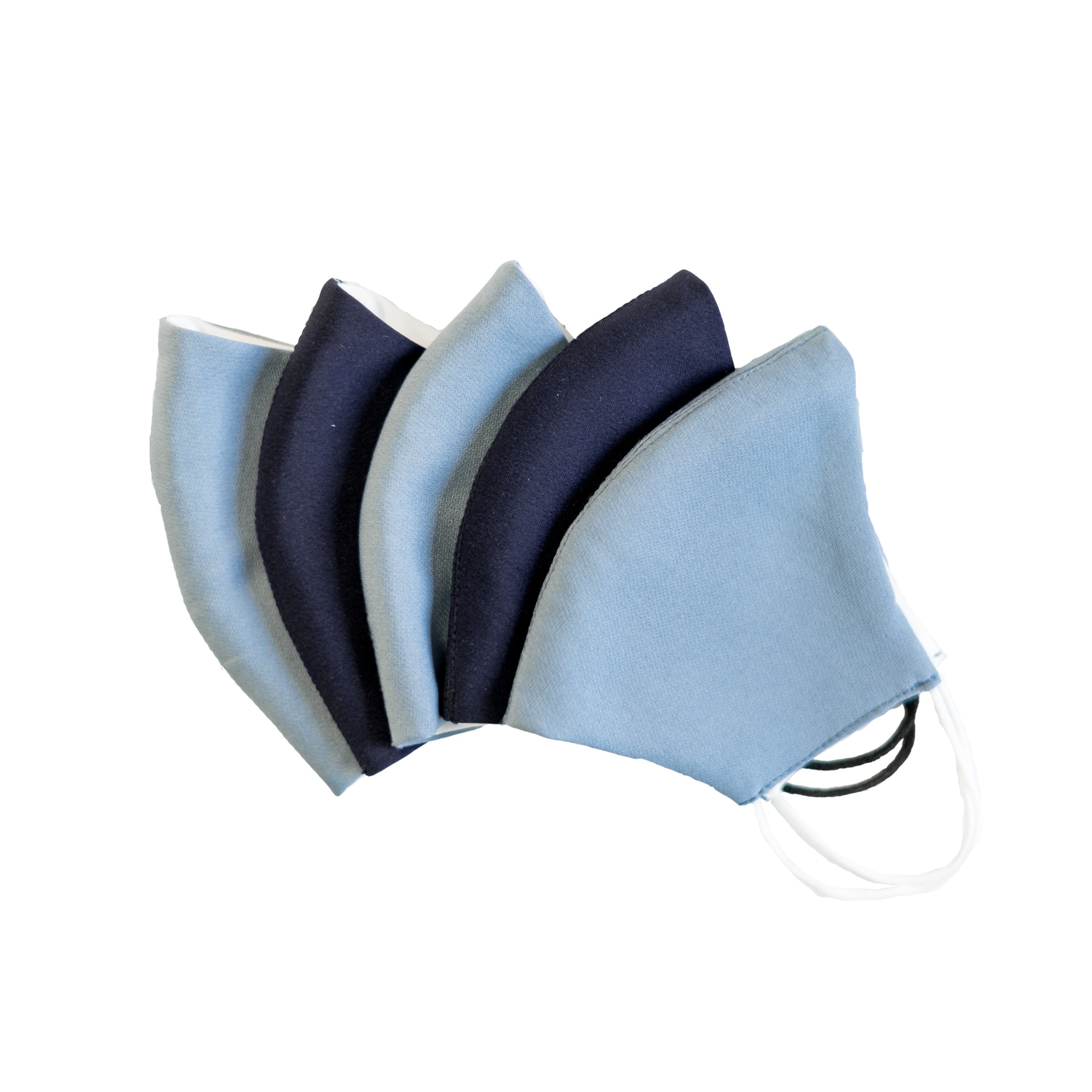 Set 5 masti protectie faciala reutilizabile pentru copii, Emily G, 3 bleu, 2 bleumarin