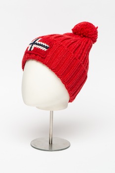 Napapijri, Caciula tricotata fin cu logo Semiury, Rosu inchis Napapijri, Caciula tricotata fin cu logo Semiury, Rosu inchis