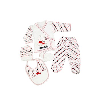 Set hainute 5 piese pentru bebe,0-3 luni,Alb , Multicolor Set hainute 5 piese pentru bebe,0-3 luni,Alb , Multicolor