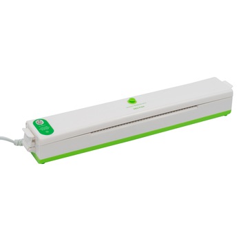 Aparat de lipit si sigilat pungi cu vacuum, lungime maxima 29.5 cm, putere 100 W, vidare uscata, Alb/Verde Aparat de lipit si sigilat pungi cu vacuum, lungime maxima 29.5 cm, putere 100 W, vidare uscata, Alb/Verde