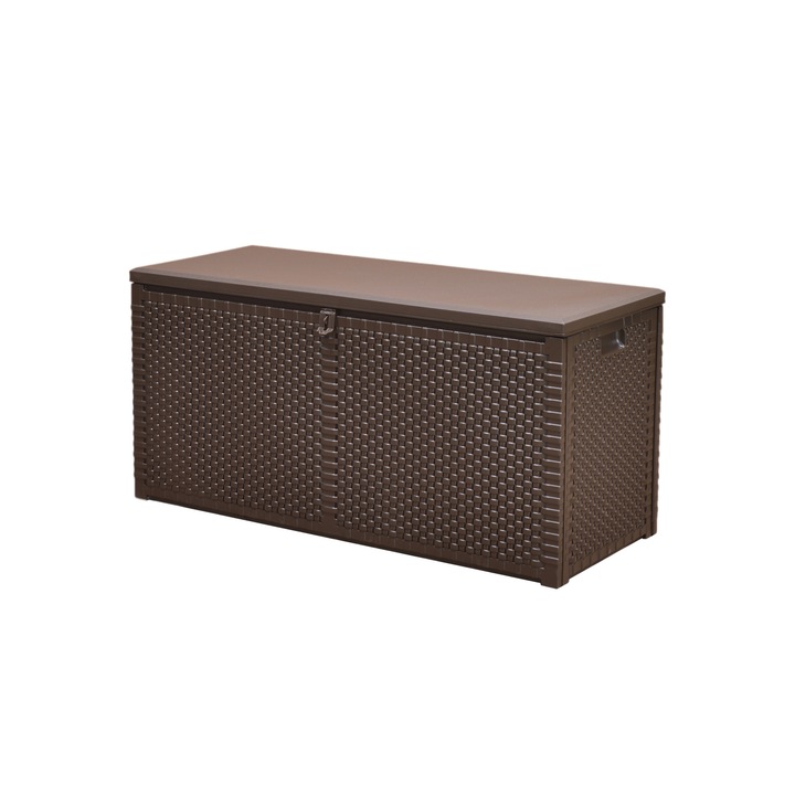 Cutie de depozitare Rattan XL, 5.4 L, 54 x 118 x 42 cm, plastic, cu capac, maro inchis