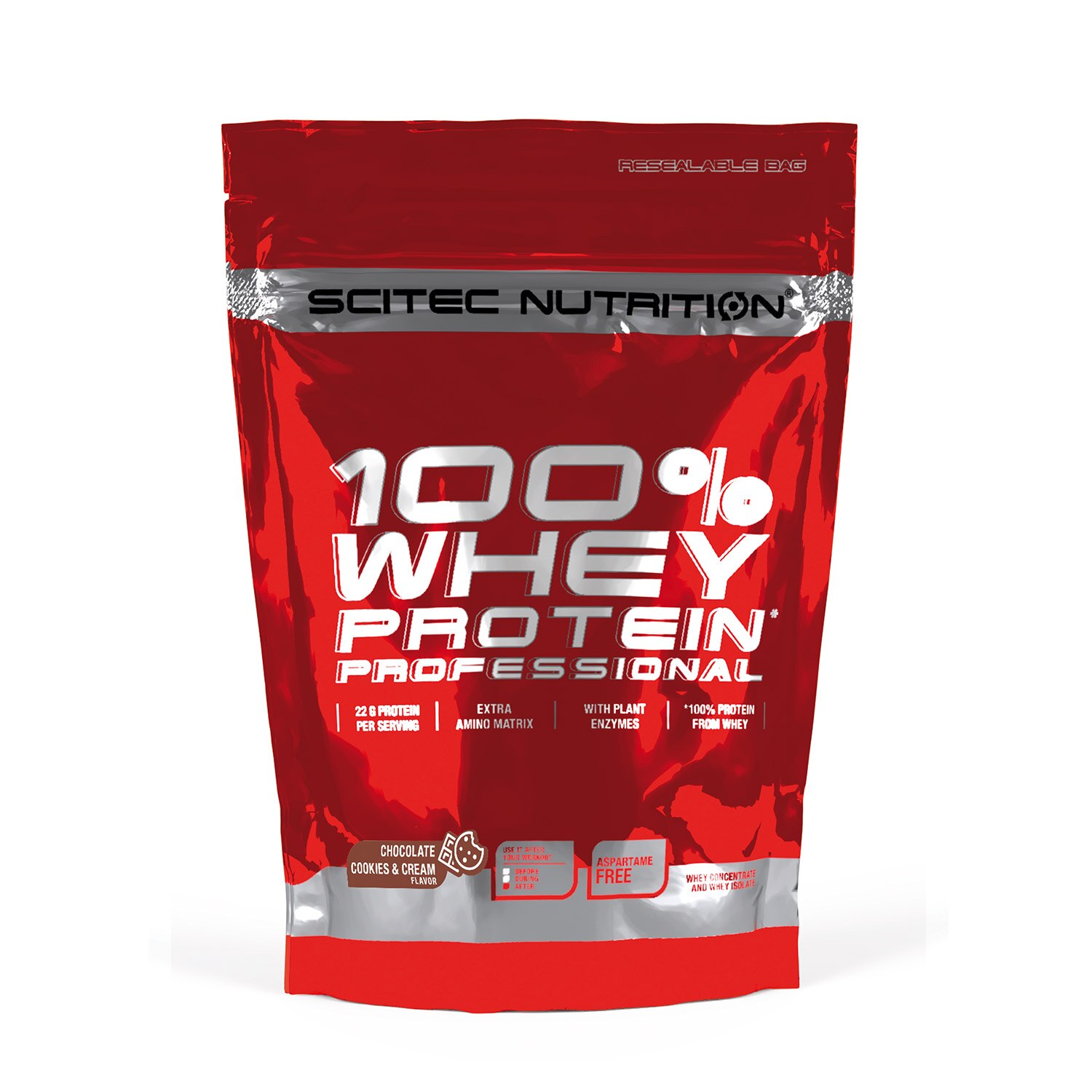 Pudra energizanta Scitec 100% Whey Protein Professional Biscuiti Si Crema Cu Ciocolata 0.500 Kg