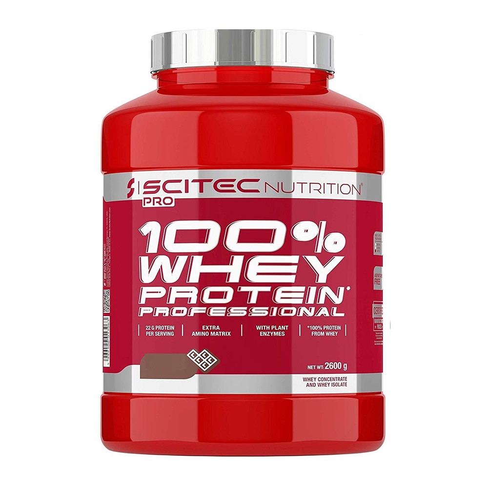 Pudra energizanta Scitec 100% Whey Protein Professional Capsuni Cu Ciocolata Alba 2.600 Kg