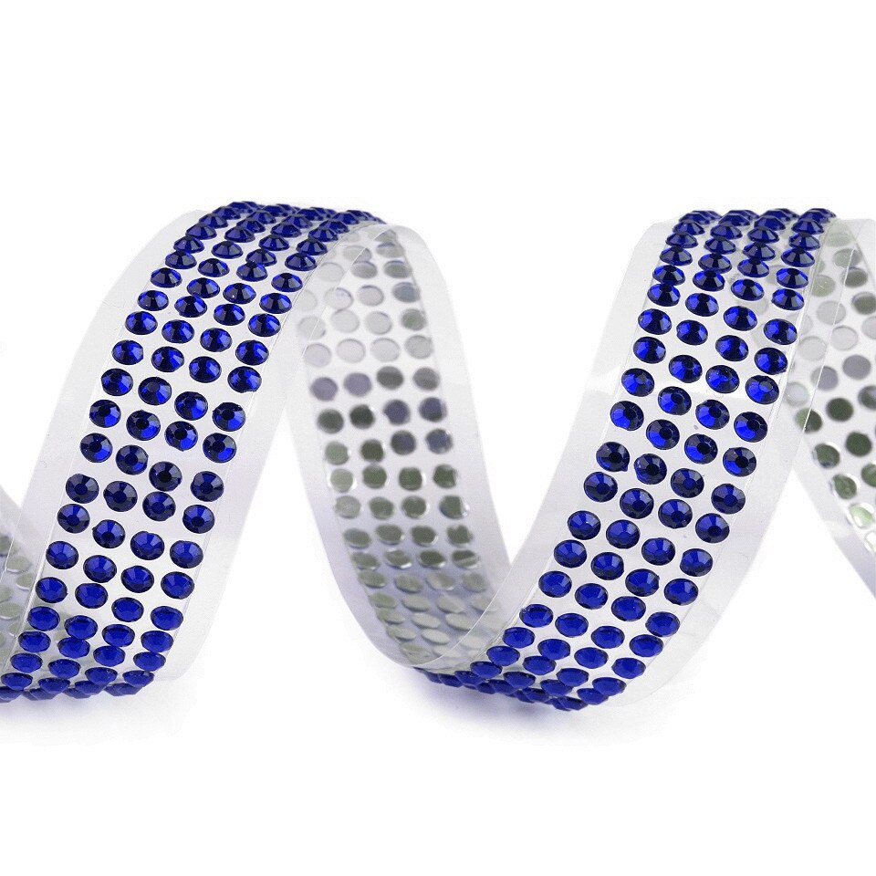 Benzi decorare adezive cu perle si strasuri , latime 13 mm, 0,5m, Albastru regal