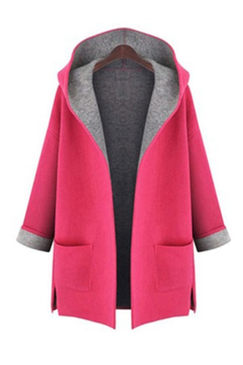 Női őszi kabát JUP PAL-KNTR-ESN, Kapcsolás nélkül, Kontrasztos bélés, Rózsaszín