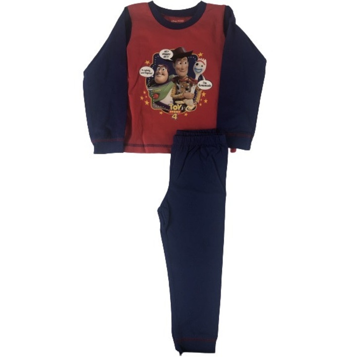 Pijama Toy Story 4, albastru/rosu, bumbac, 3 - 4 ani