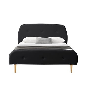 Pat tapitat Albufeira KS140, Corium, 214 x 154 x 103 cm, imitatie piele, negru mat, dublu Pat tapitat Albufeira KS140, Corium, 214 x 154 x 103 cm, imitatie piele, negru mat, dublu