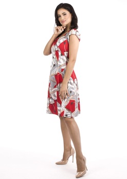 Rochie in clini cu imprimeu rosu-50EU Rochie in clini cu imprimeu rosu-50EU