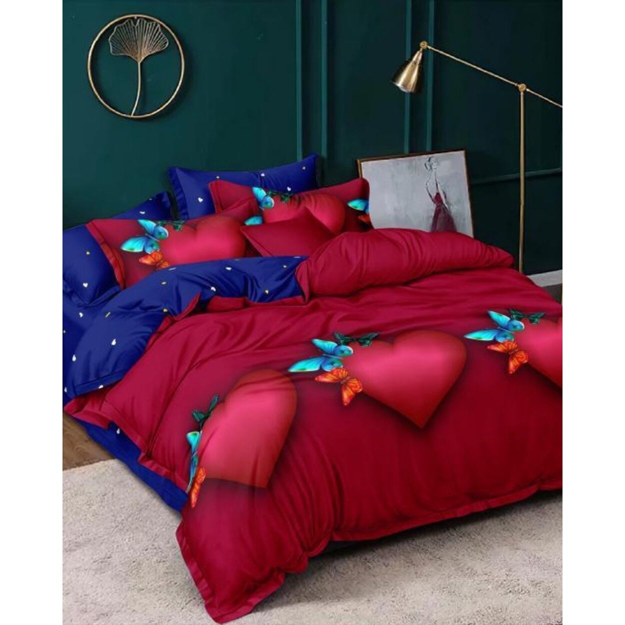 Set Lenjerie de Pat Finet, 4 Piese, Pat 1 Persoana, Heartfly