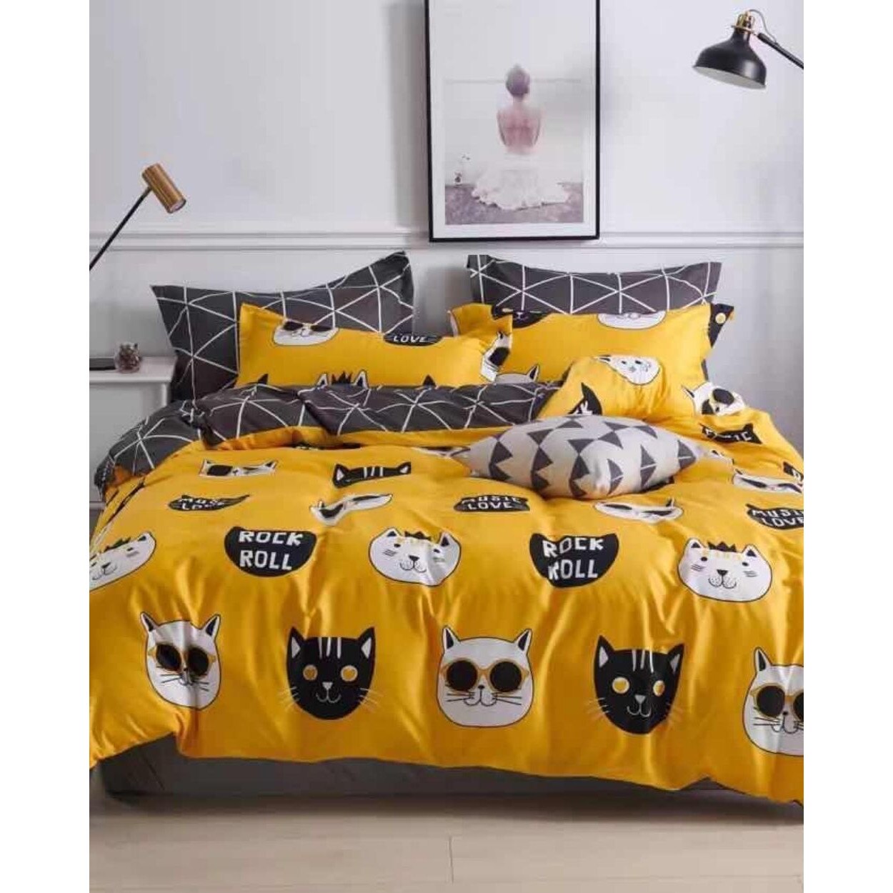 Set Lenjerie Bumbac Satinat 2 Fete - 4 Piese - Cool Cats