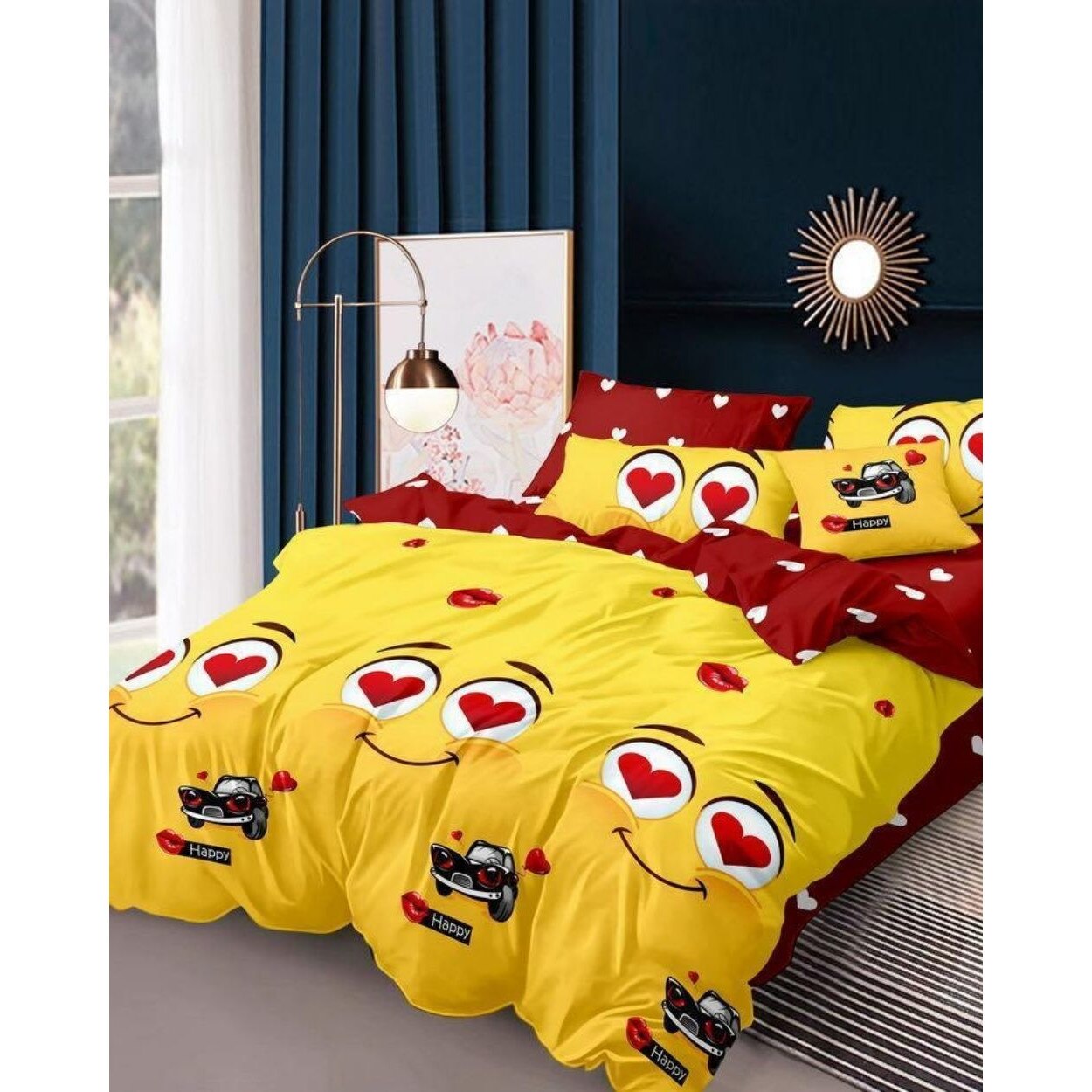 Set Lenjerie Bumbac Satinat 2 Fete - 4 Piese - Lovely Car
