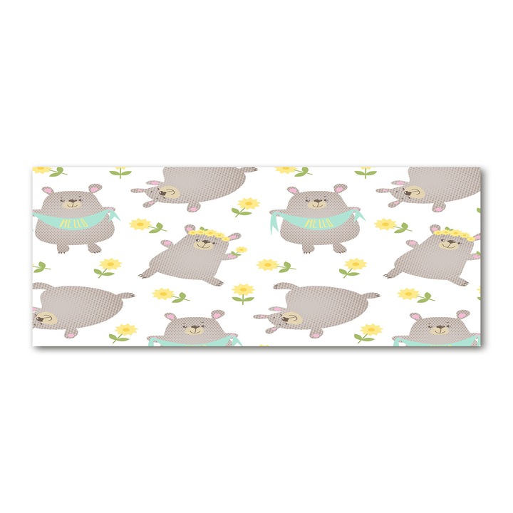 Pictura pe panza. 125 x 50cm. Decorarea peretilor "Ilustratie Teddy Urs”