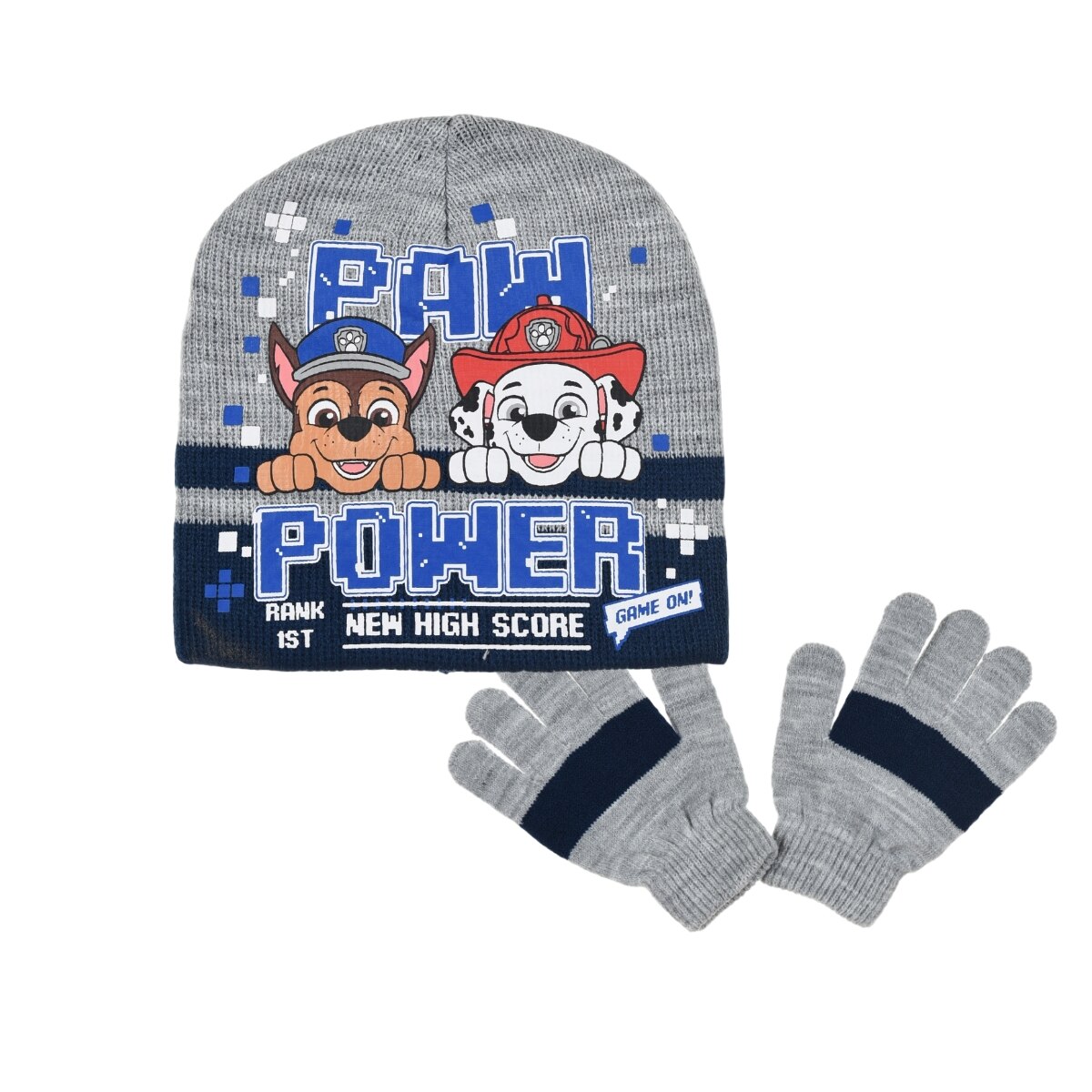 Set caciula si manusi Patrula Catelusilor gri, 54 cm